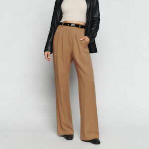 Reformation Mason High Waist Wide Leg Pants Brown Women's Camel Size 0